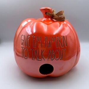 Rae Dunn‎ Give Em' Pumpkin to Talk About Ceramic Pumpkin Birdhouse Orange Glossy